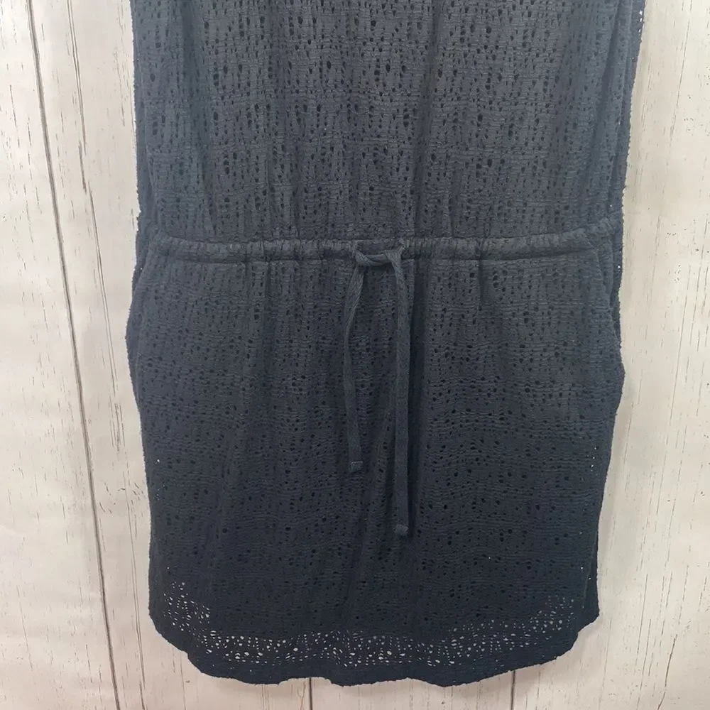 Lou & Grey Womens Black Mesh Elastic Waist Dress Swim Coverup